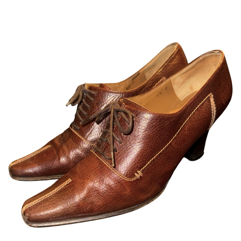 VINTAGE 1960s FERRAGAMO OXFORD LACE HEELS 6.5